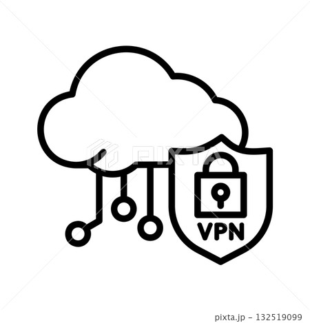 VPNに守られているクラウドネットワークのアイコン。 132519099