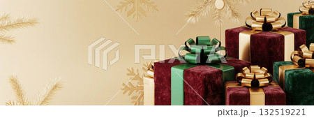 シンプルでゴージャスなクリスマスバナーイラスト 132519221