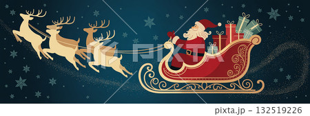 シンプルでゴージャスなクリスマスバナーイラスト 132519226