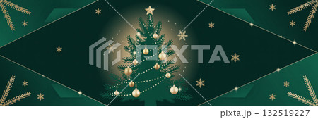 シンプルでゴージャスなクリスマスバナーイラスト シンプルでゴージャスなクリスマスバナーイラスト 132519227