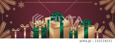 シンプルでゴージャスなクリスマスバナーイラスト 132519231