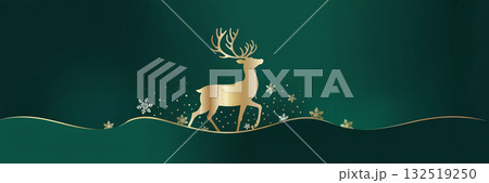 シンプルでゴージャスなクリスマスバナーイラスト 132519250