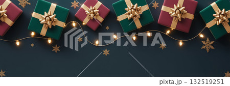 シンプルでゴージャスなクリスマスバナーイラスト 132519251