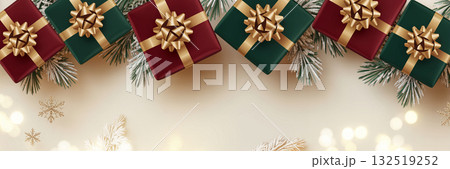 シンプルでゴージャスなクリスマスバナーイラスト シンプルでゴージャスなクリスマスバナーイラスト 132519252