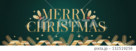 シンプルでゴージャスなクリスマスバナーイラスト シンプルでゴージャスなクリスマスバナーイラスト 132519256
