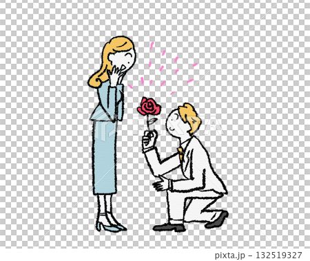 跪いてバラでプロポーズ 跪いてバラでプロポーズ 132519327