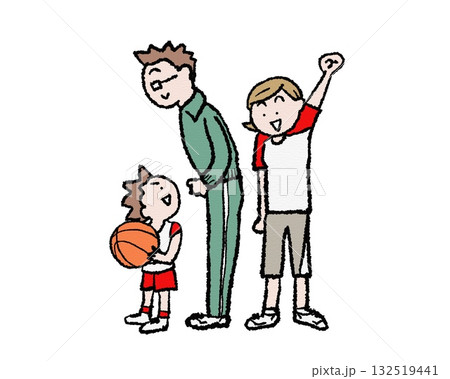 親子のバスケ応援イラスト 132519441