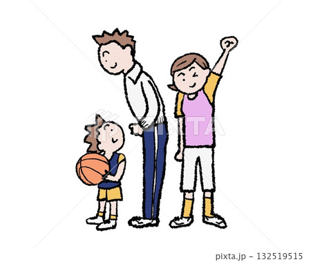 親子のバスケ応援イラスト 132519515