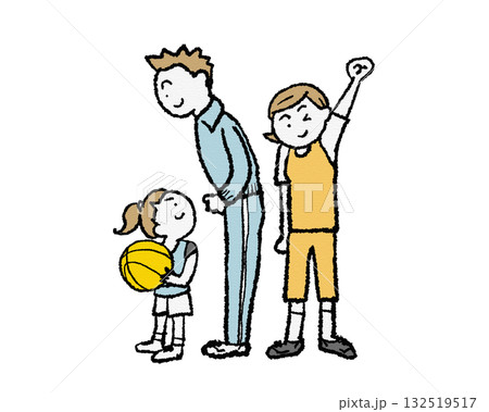 親子のバスケ応援イラスト 132519517