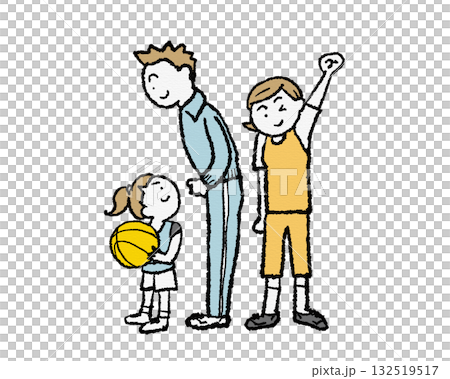 親子のバスケ応援イラスト 132519517