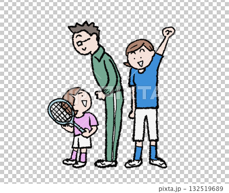 親子のテニス、バトミントン応援シーン 親子のテニス、バトミントン応援シーン 132519689
