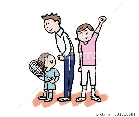 親子のテニス、バトミントン応援シーン 親子のテニス、バトミントン応援シーン 132519691