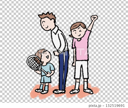 親子のテニス、バトミントン応援シーン 親子のテニス、バトミントン応援シーン 132519691