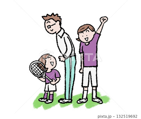 親子のテニス、バトミントン応援シーン 親子のテニス、バトミントン応援シーン 132519692
