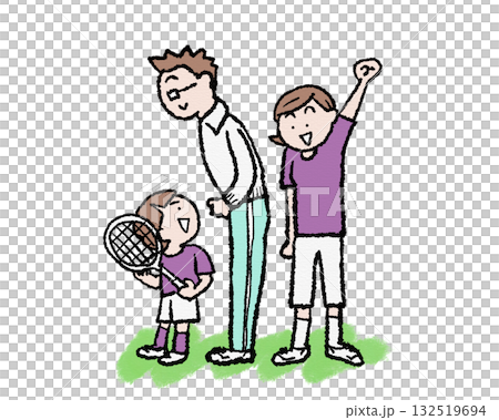 親子のテニス、バトミントン応援シーン 親子のテニス、バトミントン応援シーン 132519694