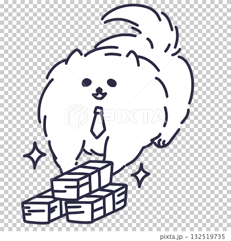 一位獲得足夠錢的波美拉尼亞工作成年人的線條畫 132519735