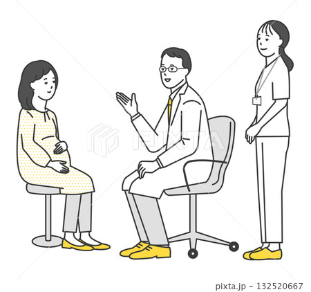 患者を診察する医者と看護師のシンプルイラスト素材 患者を診察する医者と看護師のシンプルイラスト素材 132520667