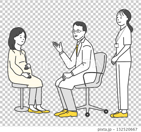 患者を診察する医者と看護師のシンプルイラスト素材 患者を診察する医者と看護師のシンプルイラスト素材 132520667