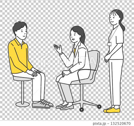 醫生和護士檢查病人的簡單插圖 醫生和護士檢查病人的簡單插圖 132520670