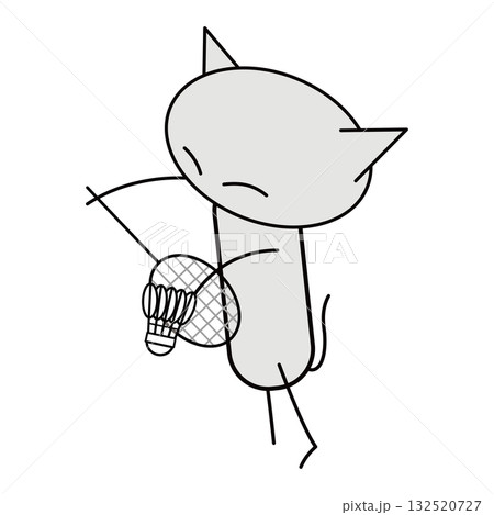バドミントン！サーブする猫 132520727