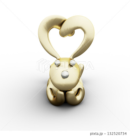 Golden Bunny Rabbit with Silver Eyes Cute, Charming and Funny Toy. 3D Illustration. File with Clipping Path. Golden Bunny Rabbit with Silver Eyes Cute, Charming and Funny Toy. 3D Illustration. File with Clipping Path. 132520734