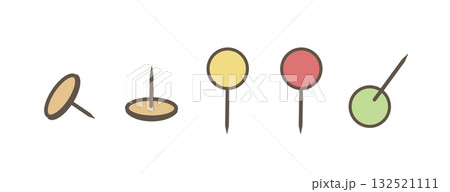 カラフルな画鋲セットのイラスト カラフルな画鋲セットのイラスト 132521111