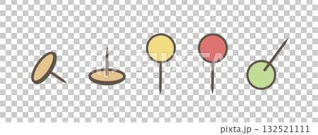 カラフルな画鋲セットのイラスト カラフルな画鋲セットのイラスト 132521111