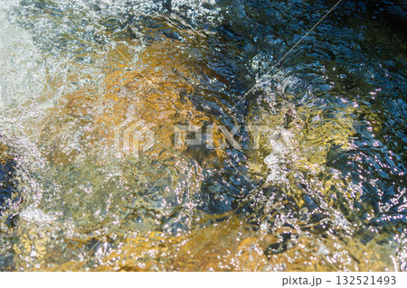 初夏の水辺　清流の流れ水面のアップ189 132521493