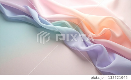 ふわりと置かれたパステルカラーの布 132521943