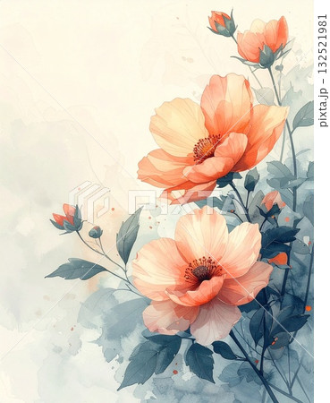 水彩画風の淡い花のイラスト 水彩画風の淡い花のイラスト 132521981