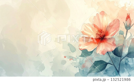 水彩画風の淡い花のイラスト 132521986