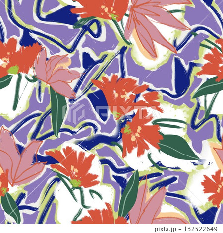 Abstract beautiful watercolor floral pattern illustration 132522649