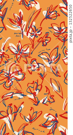 Abstract beautiful watercolor floral pattern illustration 132522650