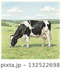 緑の牧場を背景にした牛　北海道 132522698