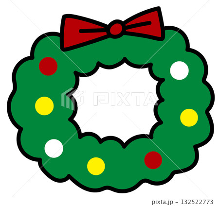 可愛いクリスマスアイコン リース イラスト ベクター 132522773