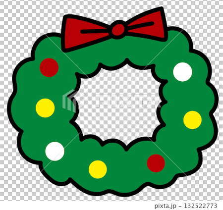 可愛いクリスマスアイコン リース イラスト ベクター 132522773