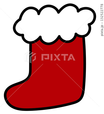 可愛いクリスマスアイコン ブーツ イラスト ベクター 132522778