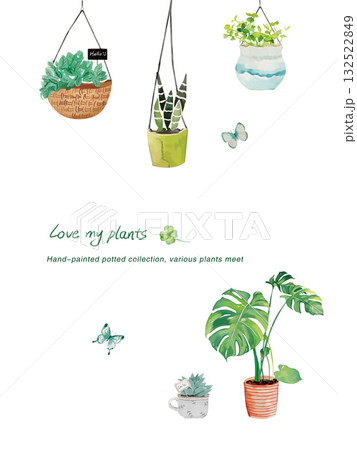 Abstract patterns and beautiful watercolor floral illustrations 132522849