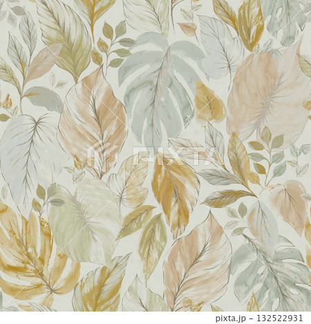 Abstract patterns and beautiful watercolor floral illustrations 132522931