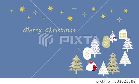 【手描き風・シンプル】星空と木々のクリスマスイラスト素材 【手描き風・シンプル】星空と木々のクリスマスイラスト素材 132523398