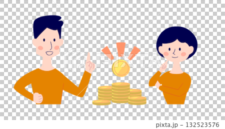 一對夫婦在談論財務問題。 132523576