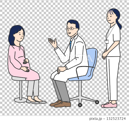 Simple illustration of a doctor and nurse examining a patient Simple illustration of a doctor and nurse examining a patient 132523724