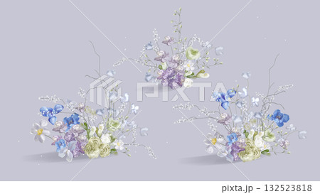 Abstract patterns and beautiful watercolor floral illustrations 132523818