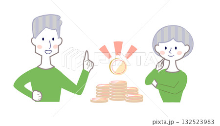 金融の話をする夫婦　シンプルテイスト 132523983