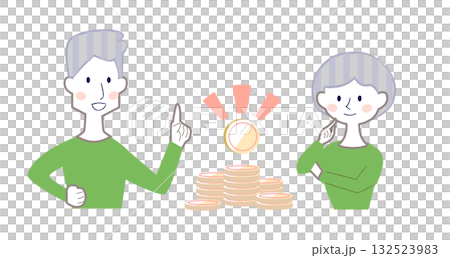 金融の話をする夫婦　シンプルテイスト 132523983