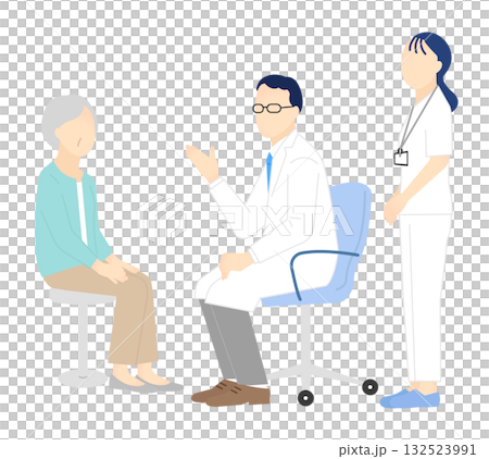 醫生和護士檢查病人的簡單插圖 132523991