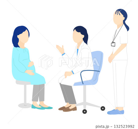 患者を診察する医者と看護師のシンプルイラスト素材 患者を診察する医者と看護師のシンプルイラスト素材 132523992