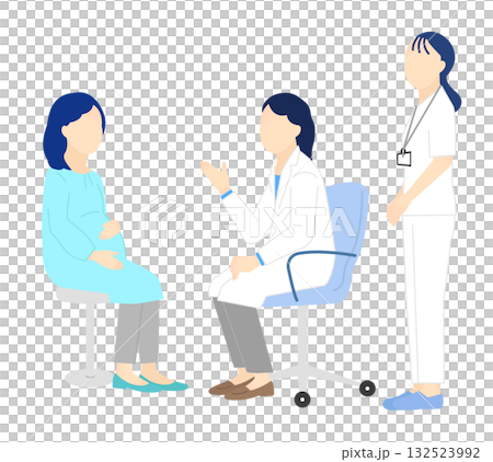 醫生和護士檢查病人的簡單插圖 132523992