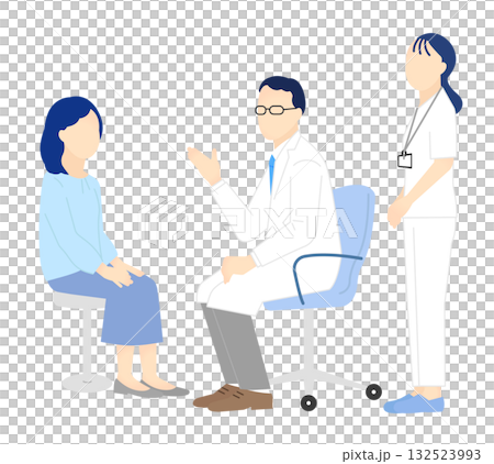 Simple illustration of a doctor and nurse examining a patient 132523993