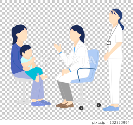 醫生和護士檢查病人的簡單插圖 132523994